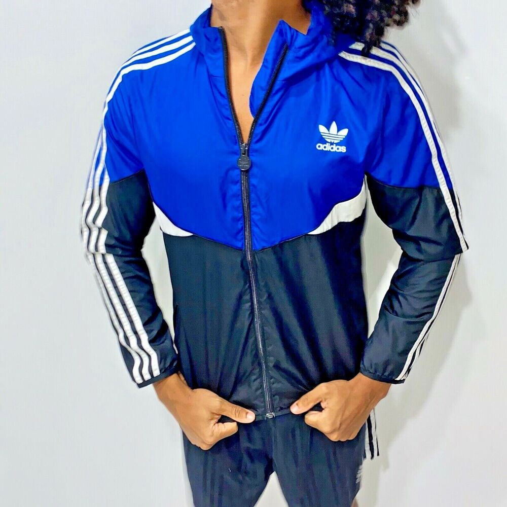 Adidas Originals Vintage Rare Jacket Windbreaker Blue Black Shell Cal